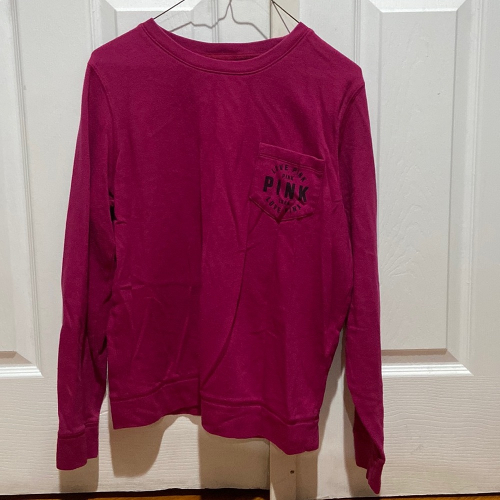 LOVE PINK MAGENTA VIOLET LONG SLEEVE FRONT POCKET